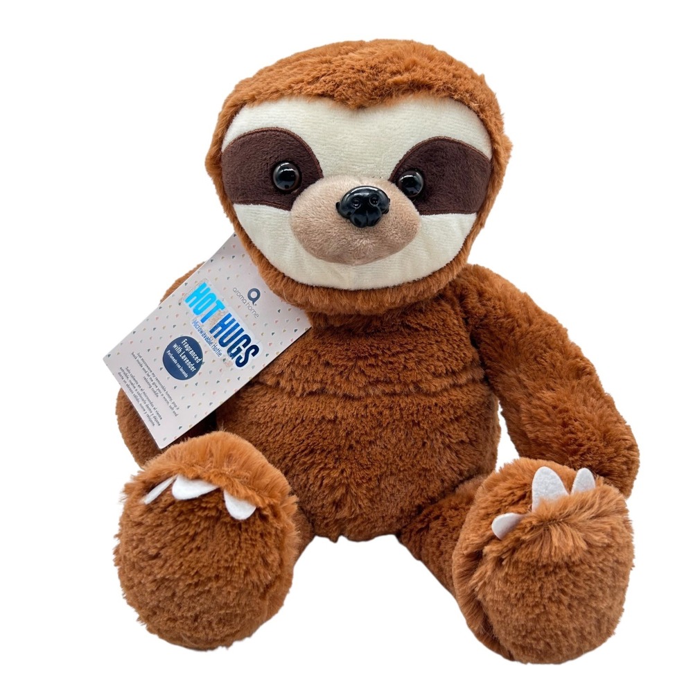 NEW Aroma Home Hot Hugs Sloth‎ Plush Brown Microwavable Lavender Scented Plush
